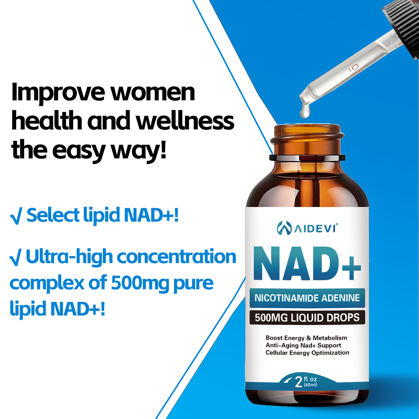 AIDEVI NAD+ Liposomal Drops | Energy Booster Keep Young