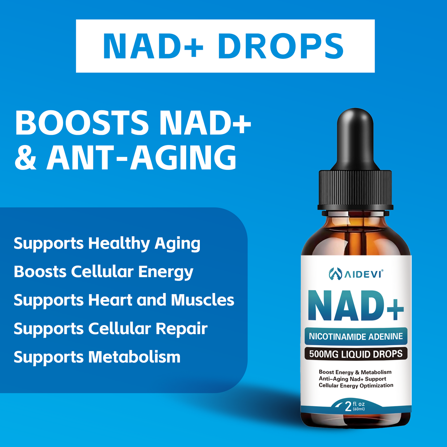 AIDEVI NAD+ Liposomal Drops | Energy Booster Keep Young