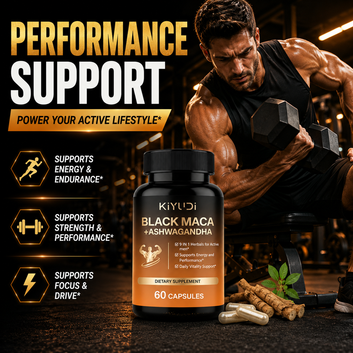 Black Maca + Ashwagandha for Men's Energy, Performance & Vitality