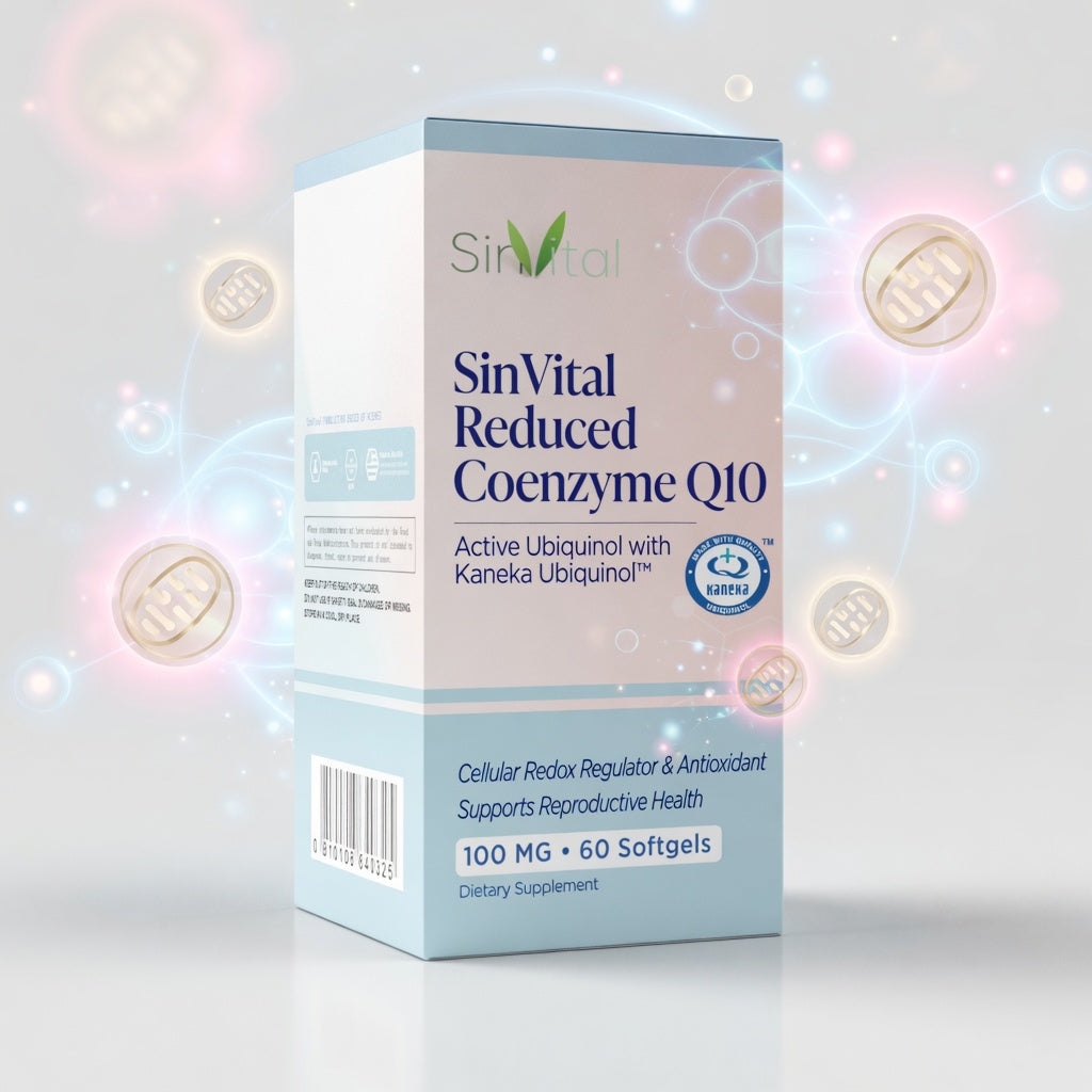 SinVital Reduced Coenzyme Q10 | Active Ubiquinol with Kaneka™ 100 mg • 60 Softgels – Cellular Energy & Reproductive Health Support