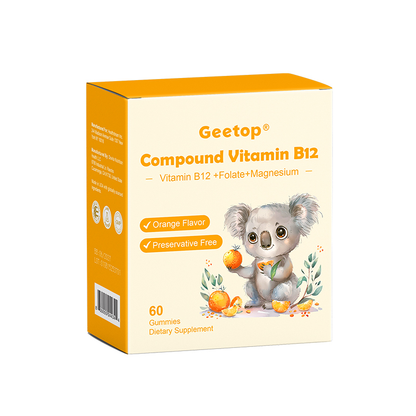 Getop Vitamin B12 Gummies 10 mcg with Folate & Magnesium, Orange Flavor, 60 Gummies