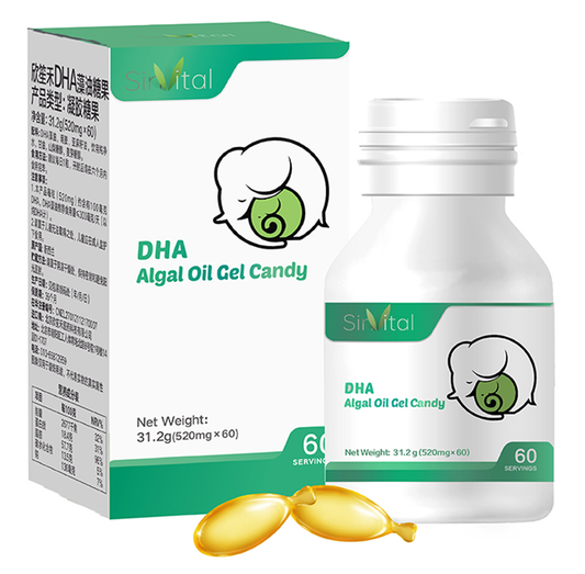 SinVital DHA Algal Oil Gel Candy | Pure Algal DHA 520mg × 60 Servings – Brain & Cognitive Support