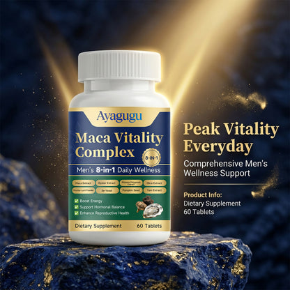 Ayagugu Maca Root 8 In 1 Capsules Plus Oyster Okra Pumpkin Yam Se-Yeast Fructus Lycii Rhizoma Polygonati Extract