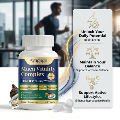 Ayagugu Maca Root 8 In 1 Capsules Plus Oyster Okra Pumpkin Yam Se-Yeast Fructus Lycii Rhizoma Polygonati Extract