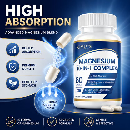 Magnesium 10-in-1 Complex – Calm, Sleep & Relaxation Support, 60 Capsules