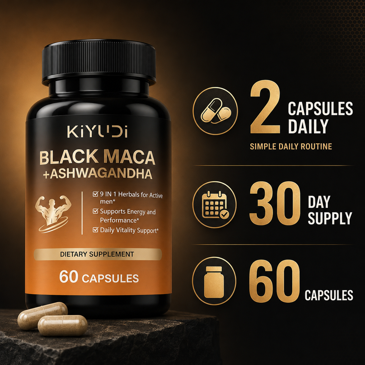 Black Maca + Ashwagandha for Men's Energy, Performance & Vitality