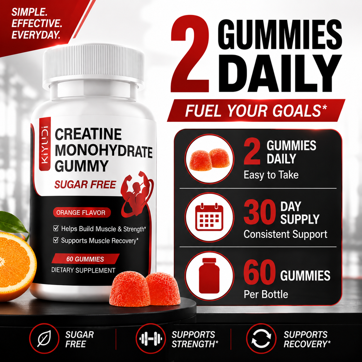 Creatine Monohydrate Gummies with BCAAs for Strength & Recovery