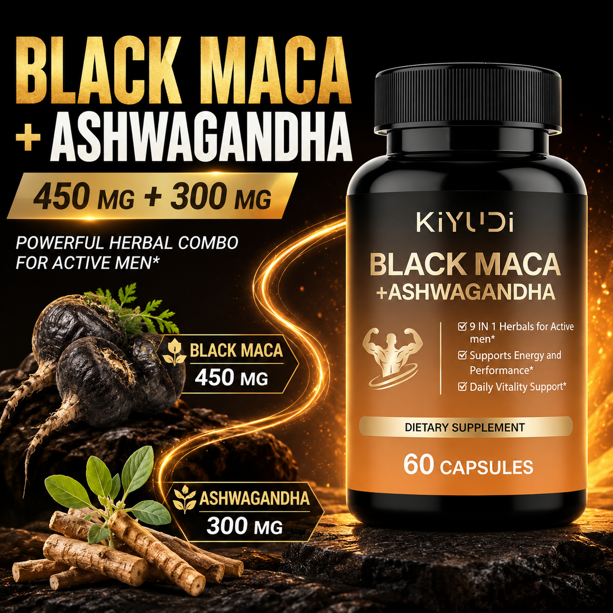 Black Maca + Ashwagandha for Men's Energy, Performance & Vitality