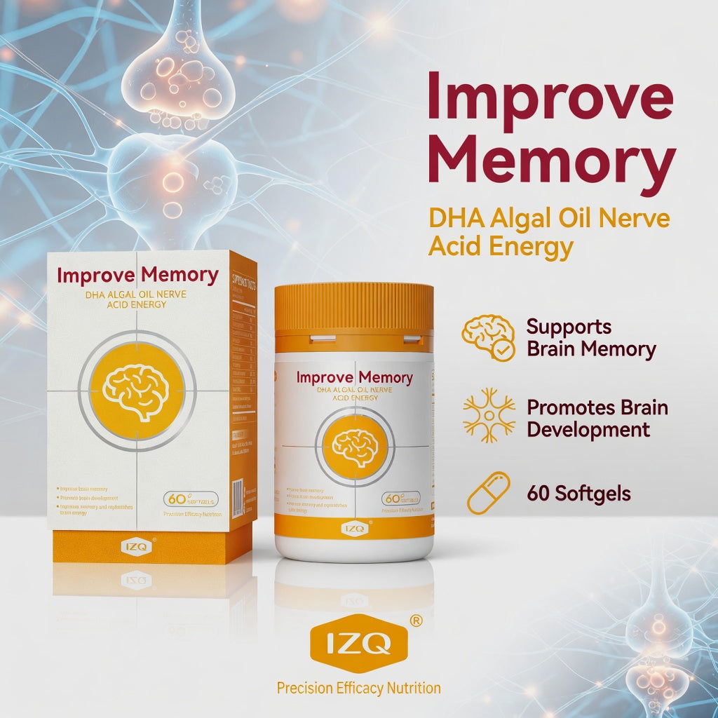 IZQ Improve Memory | DHA Algal Oil Softgels | Brain Support Supplement – 60