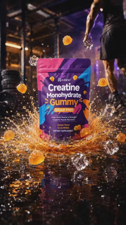 AIDEVI Creatine Monohydrate 100 Gummies Flavor Orange For Energy & Power UP